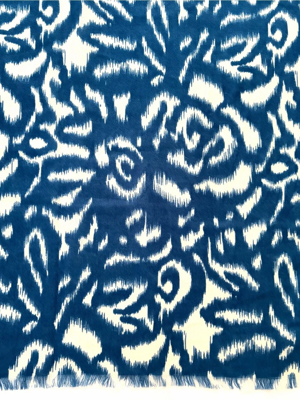 Boden Wool Scarf Wrap Shawl Indigo Blue Size 72 in x 22 in Abstract Design New